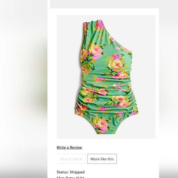 JCrew Rouched one shoulder one piece swimsuit in rose garden size 10 - Picture 2 of 3